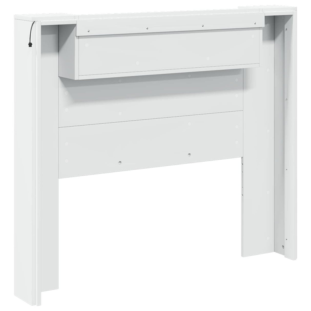 Storage Headboard with LED White Engineered Wood