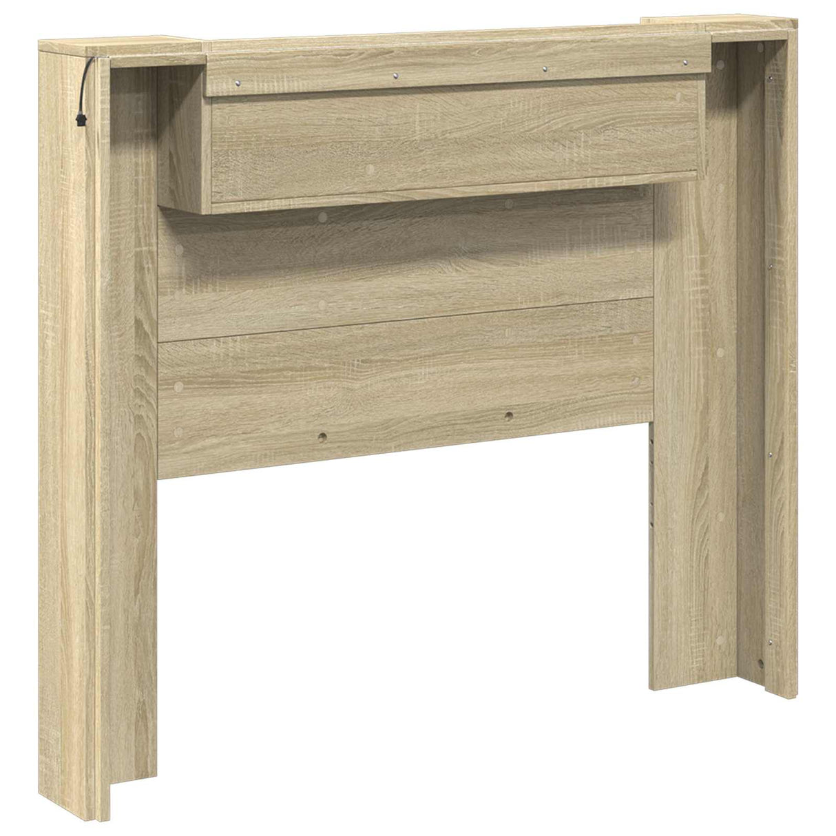 Storage Headboard with LED Sonoma Oak Engineered Wood
