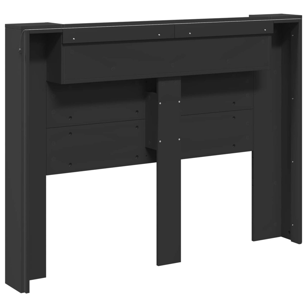 Storage Headboard with LED Black Engineered Wood