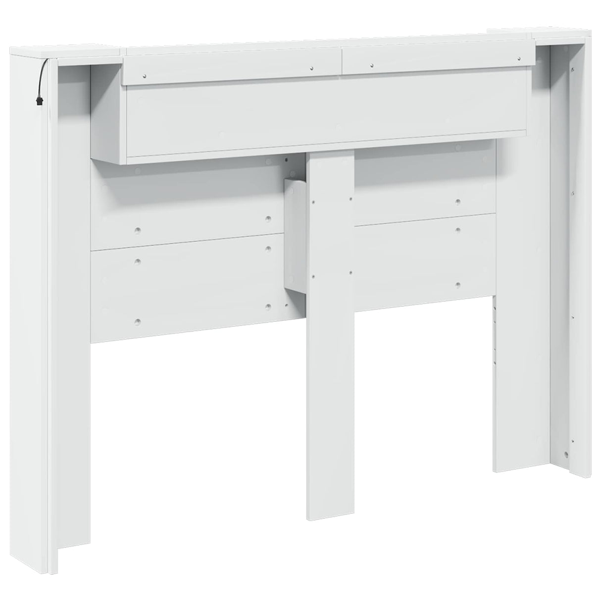 Storage Headboard with LED White Engineered Wood