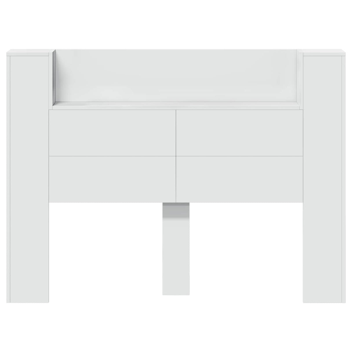 Storage Headboard with LED White Engineered Wood