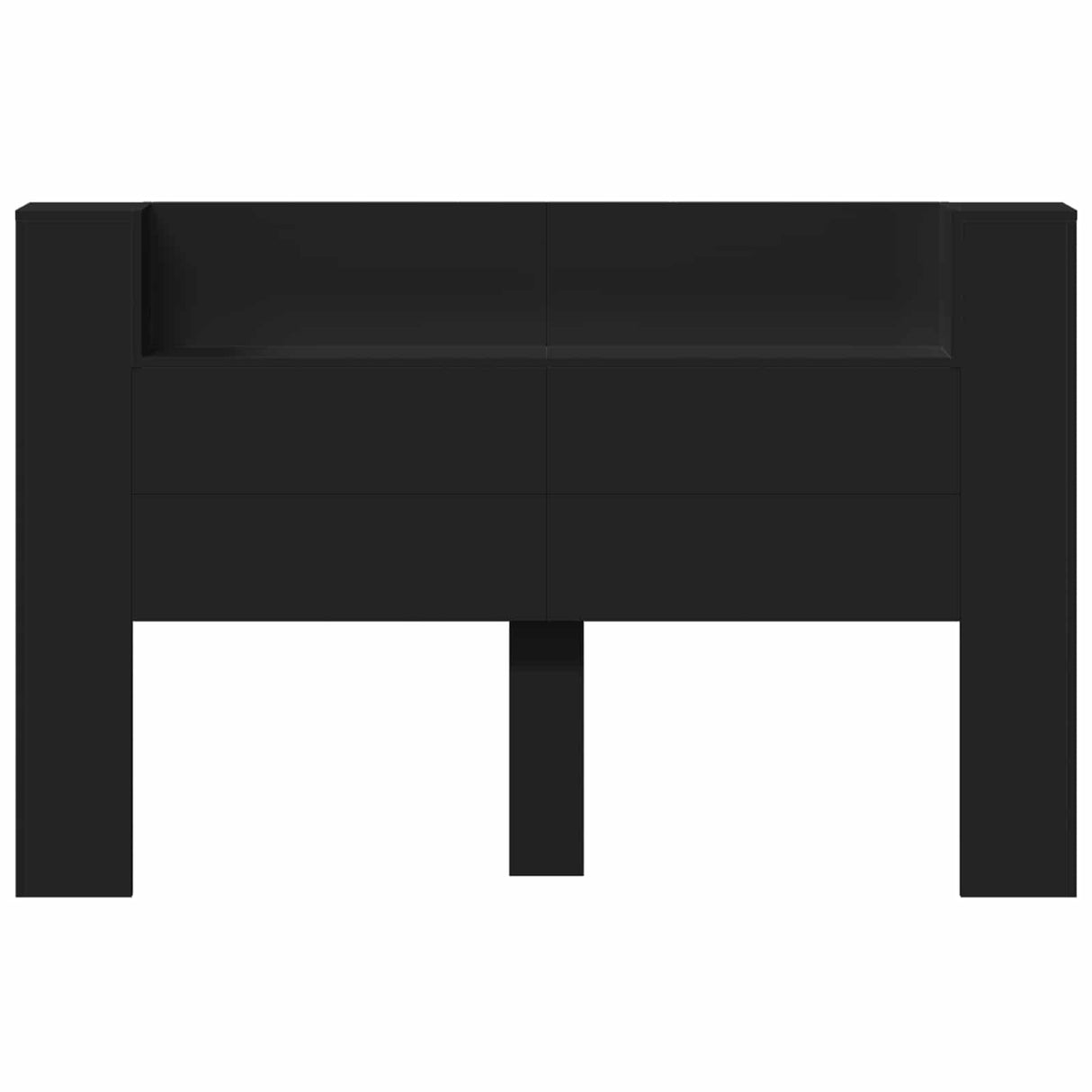 Storage Headboard with LED Black Engineered Wood