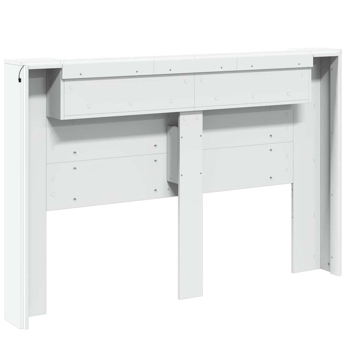 Storage Headboard with LED White Engineered Wood