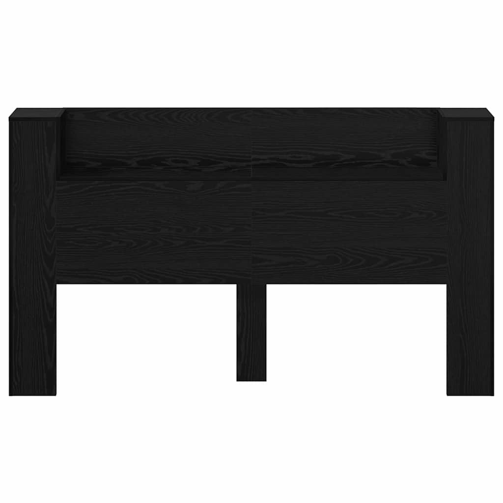 Storage Headboard with LED Black Oak Engineered Wood