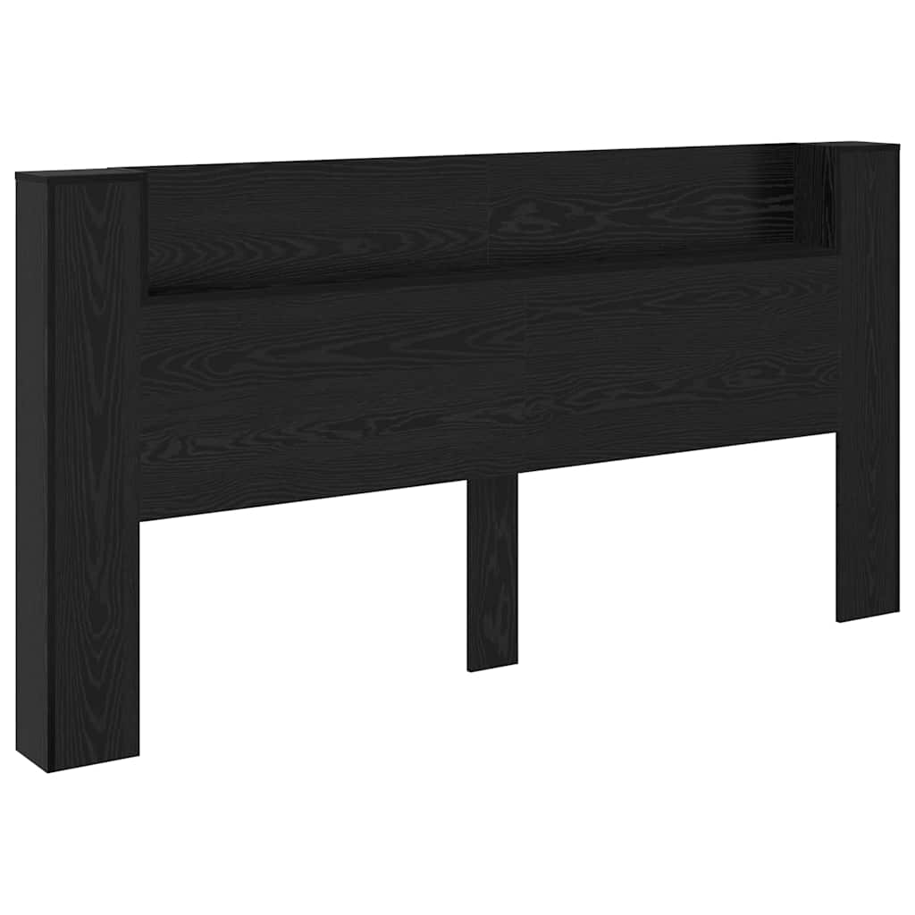 Headboard Cabinet Black Oak 200 x 15 x 103.5 cm Engineered Wood
