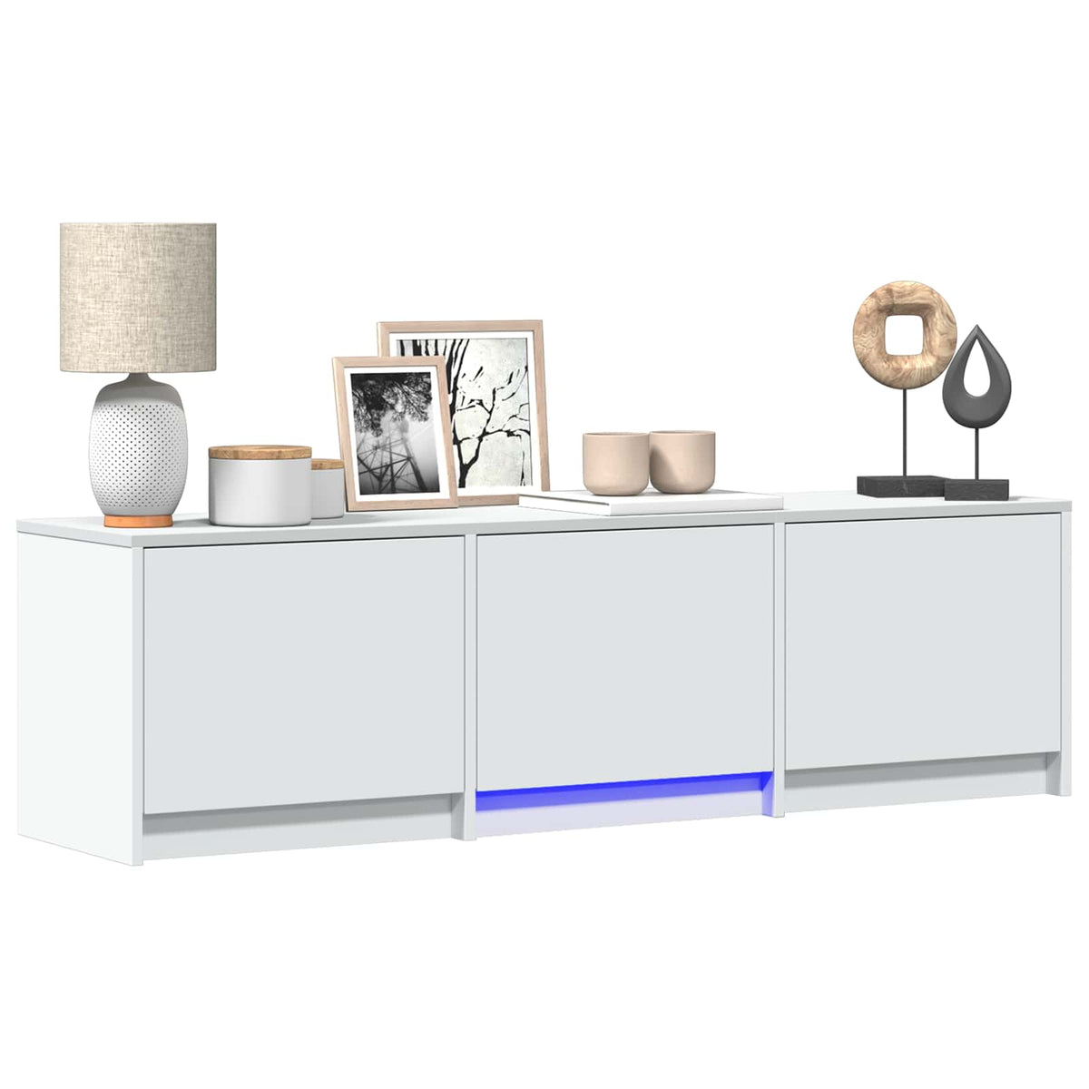TV Cabinet with LED 140 x 34 x 40 cm White Engineered Wood