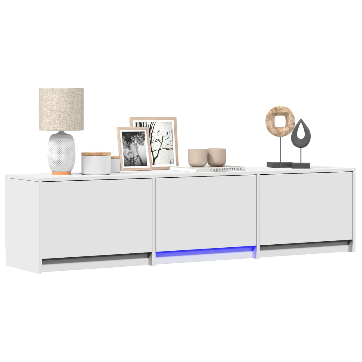 TV Cabinet with LED 165 x 34 x 40 cm White Engineered Wood