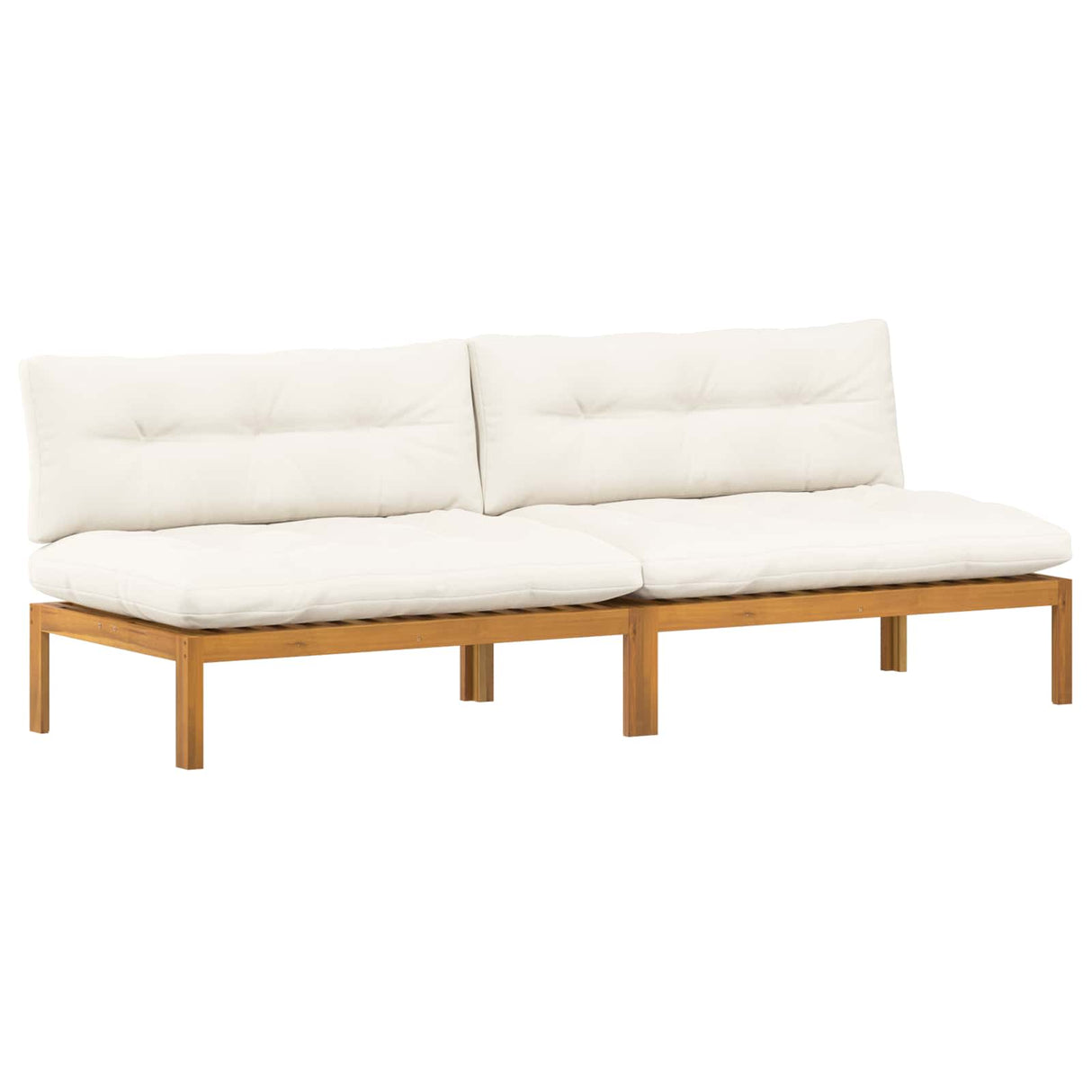 Middle Sofa Unit 2 pcs Natural and Cream White Acacia Wood