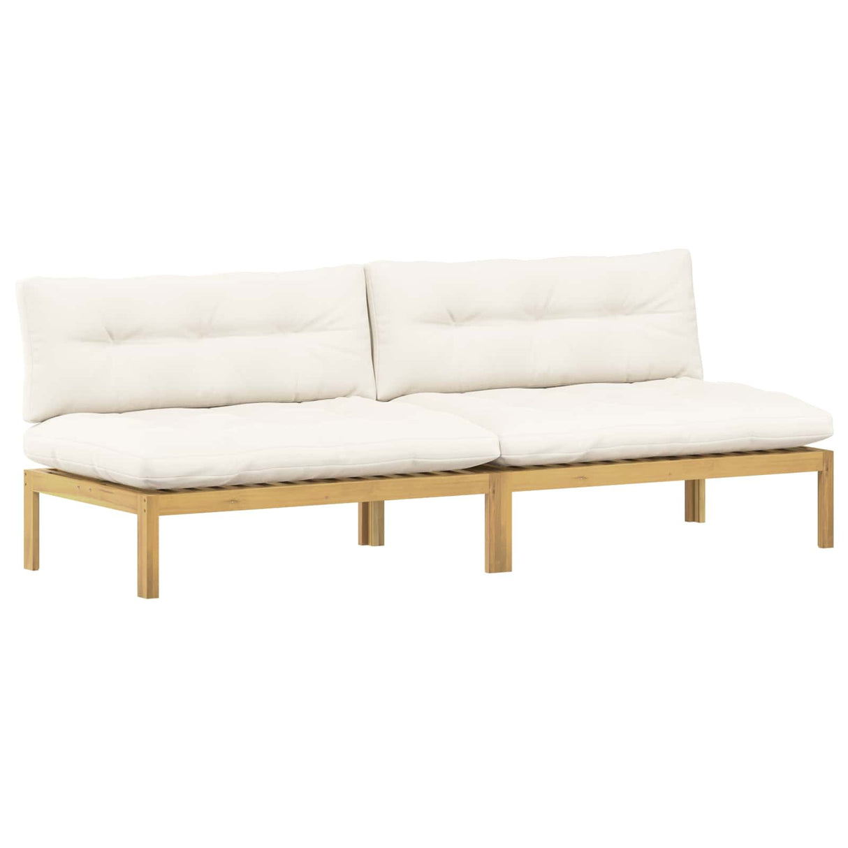 Middle Sofa Unit Light Acacia and Cream White Acacia Wood