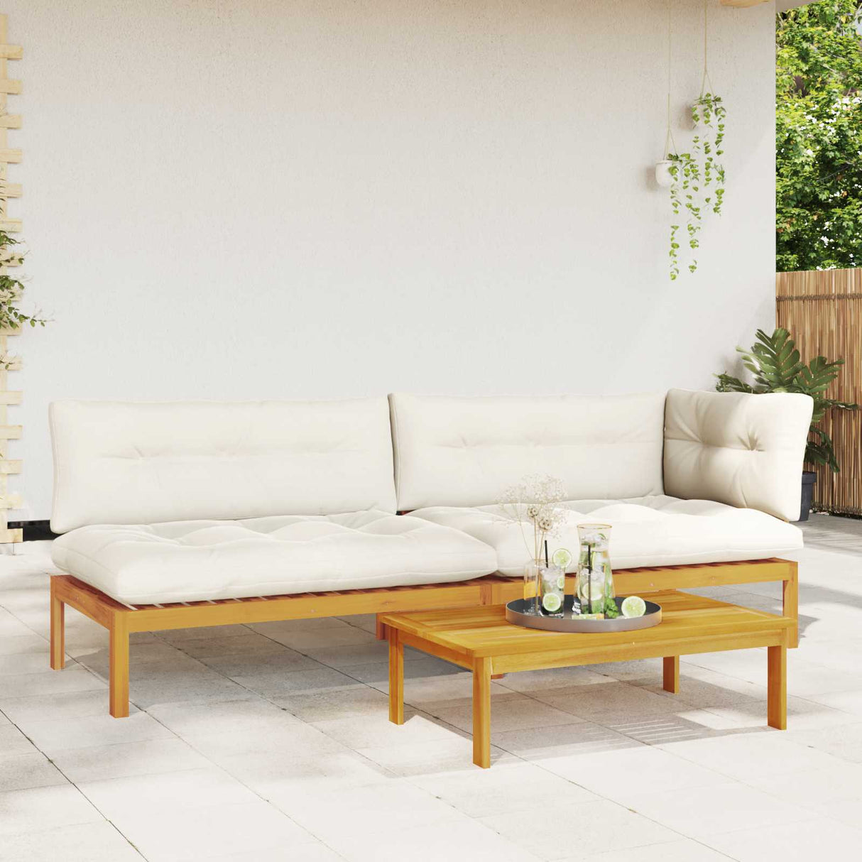 3 Piece Garden Pallet Sofa Units Solid Acacia Wood