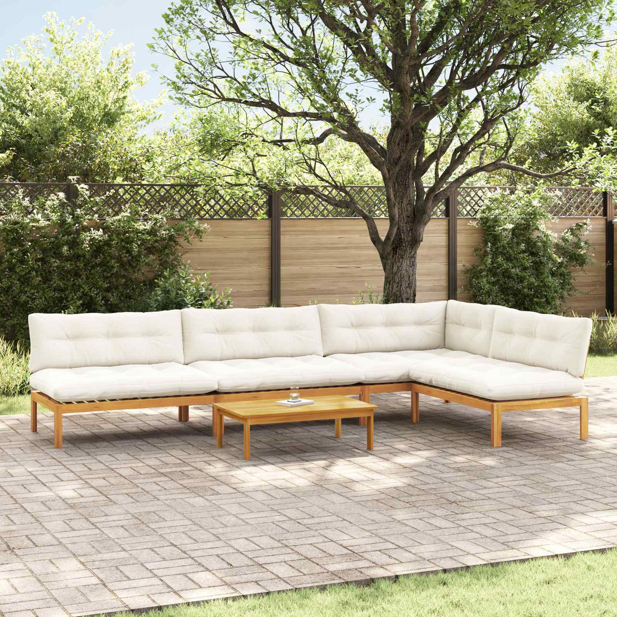 5 Piece Garden Pallet Sofa Units Solid Acacia Wood Natural