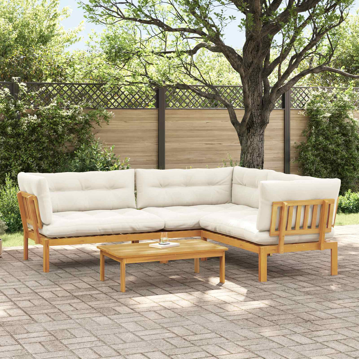 4 Piece Garden Pallet Sofa Units Solid Acacia Wood Natural