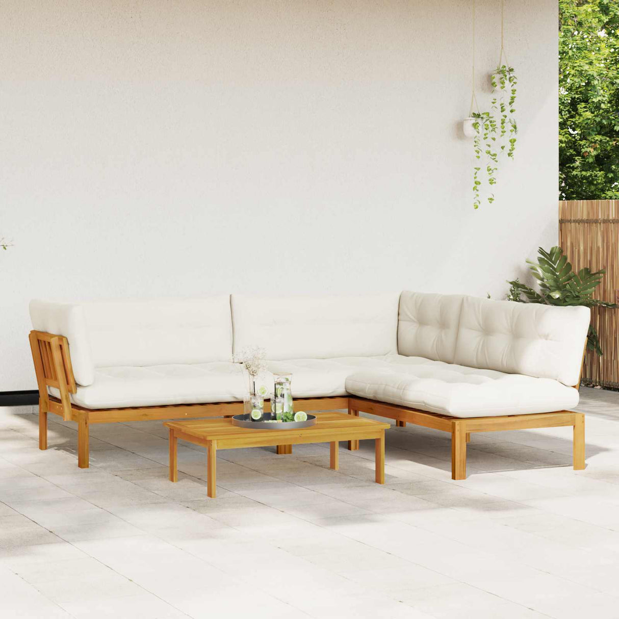 4 Piece Garden Pallet Sofa Units Solid Acacia Wood Natural