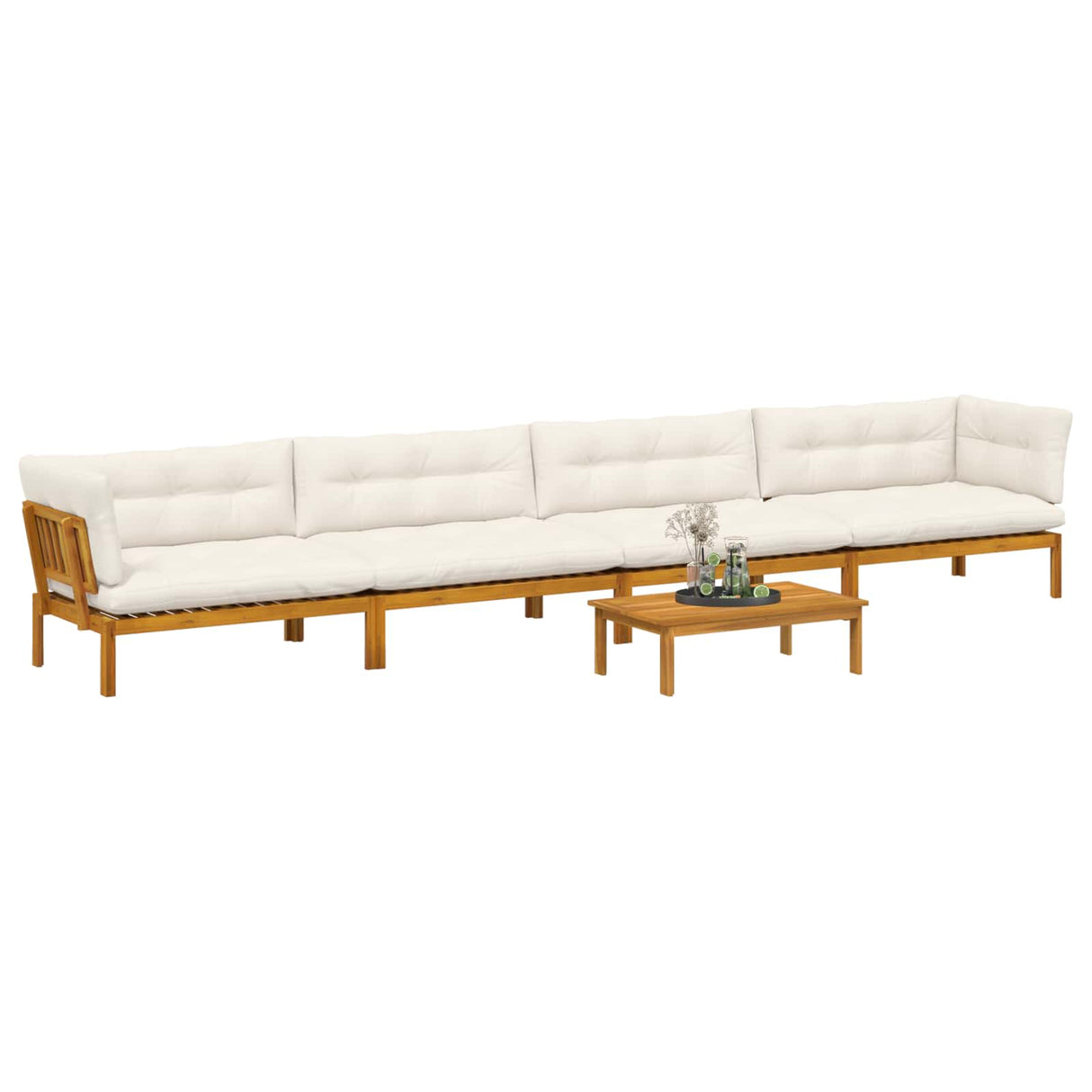 5 Piece Garden Pallet Sofa Units Solid Acacia Wood Natural