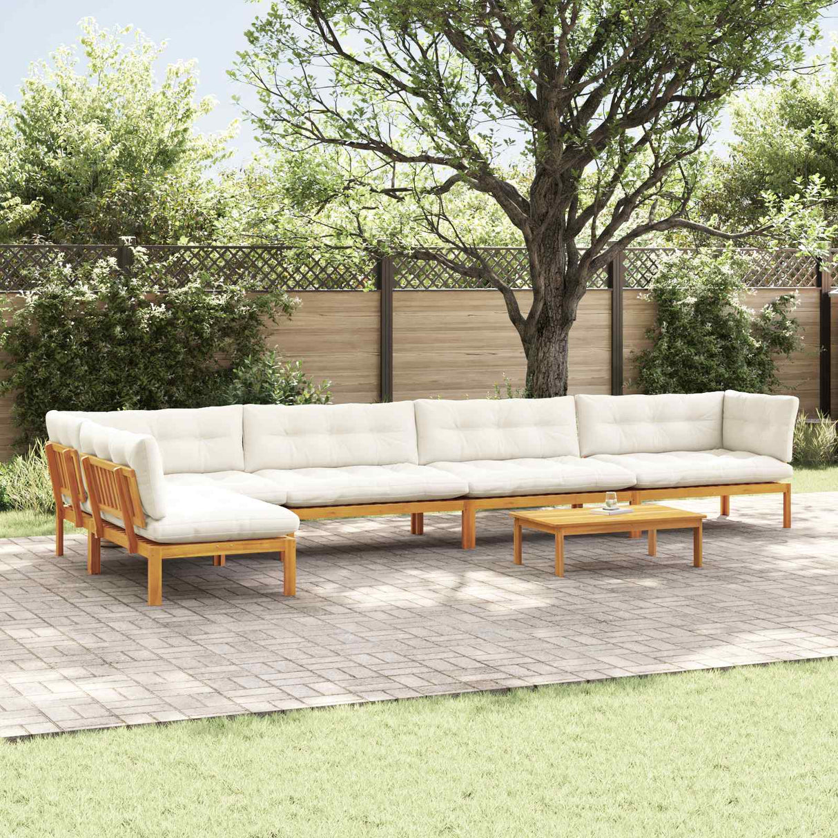 6 Piece Garden Pallet Sofa Units Solid Acacia Wood Natural