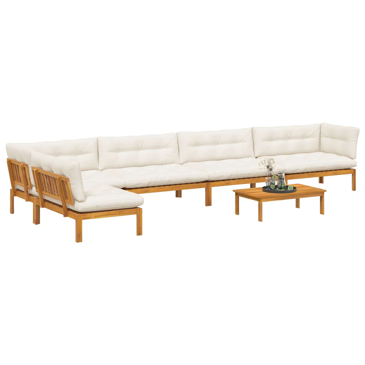 6 Piece Garden Pallet Sofa Units Solid Acacia Wood Natural