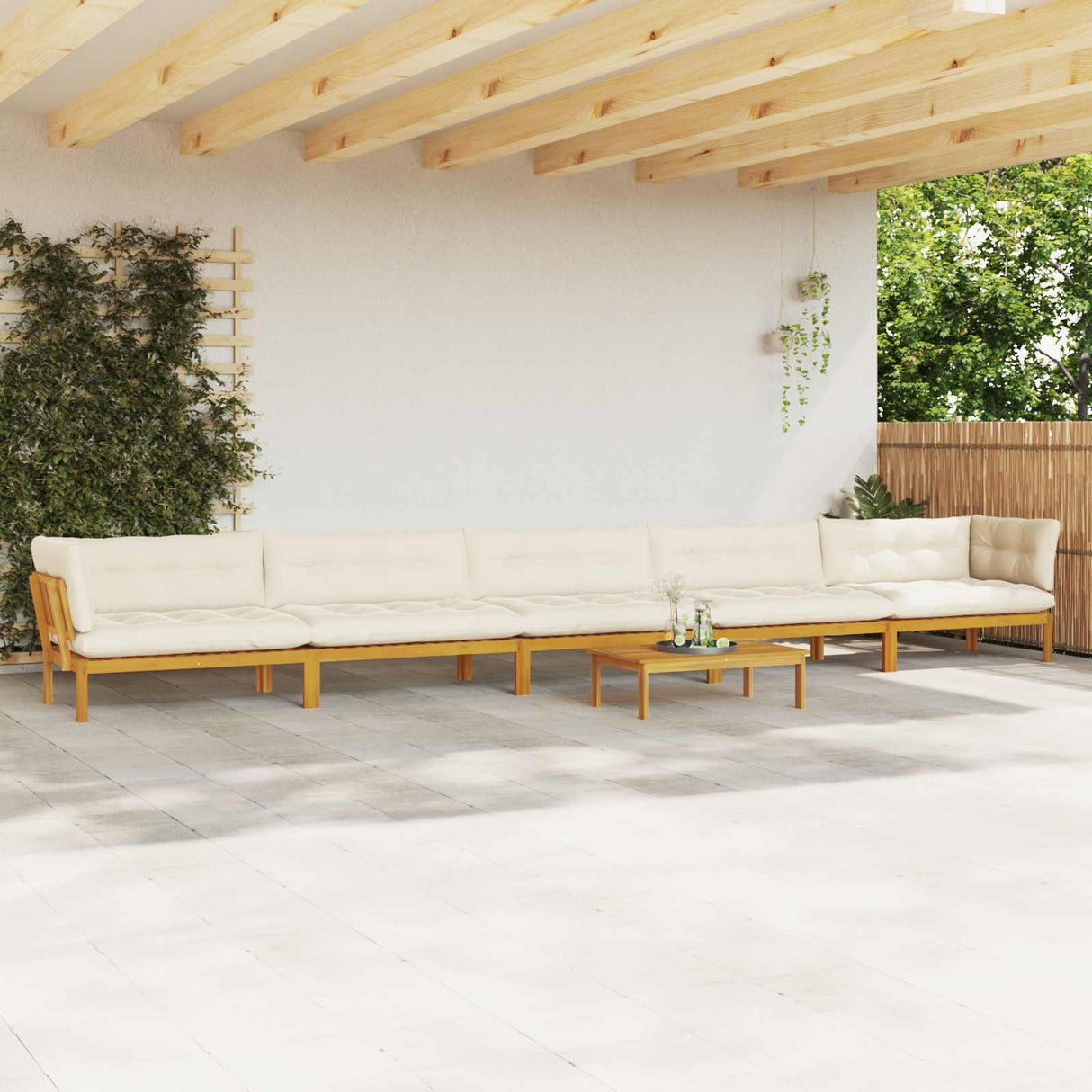 6 Piece Garden Pallet Sofa Units Solid Acacia Wood Natural