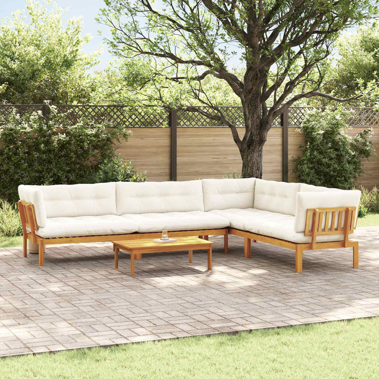 5 Piece Garden Pallet Sofa Units Solid Acacia Wood Natural