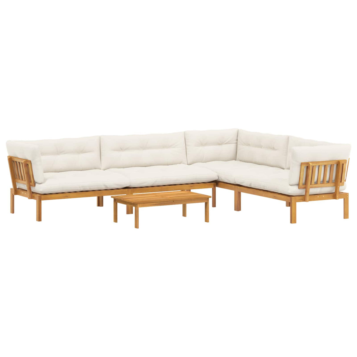 5 Piece Garden Pallet Sofa Units Solid Acacia Wood Natural