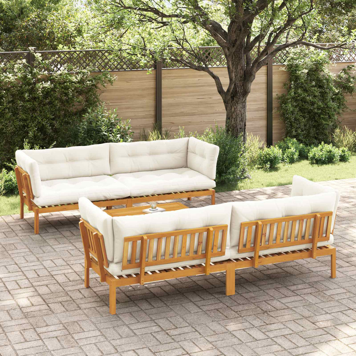 5 Piece Garden Pallet Sofa Units Solid Acacia Wood Natural