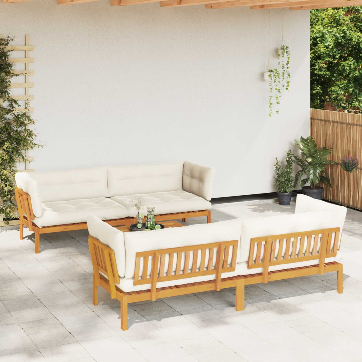 5 Piece Garden Pallet Sofa Units Solid Acacia Wood Natural