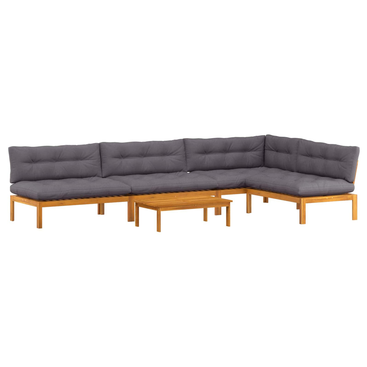 5 Piece Garden Pallet Sofa Units Solid Acacia Wood Natural