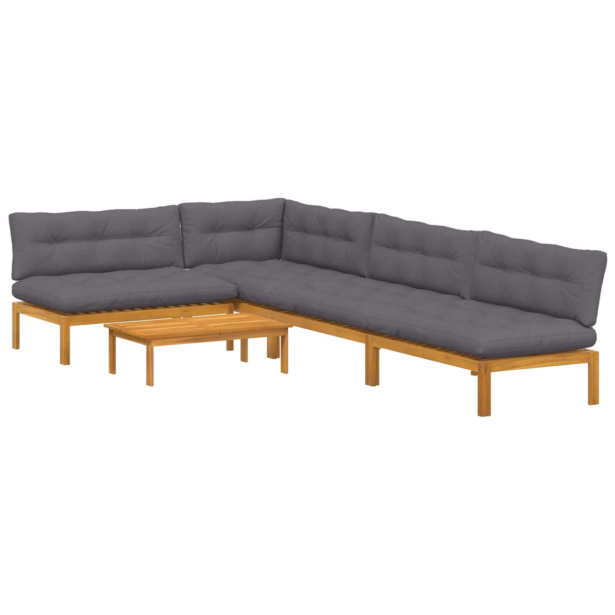 5 Piece Garden Pallet Sofa Units Solid Acacia Wood Natural