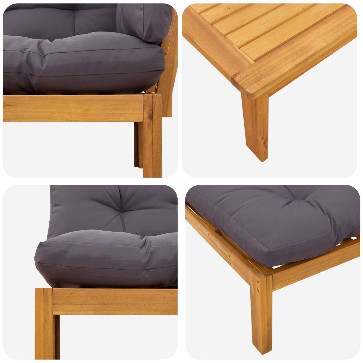4 Piece Garden Pallet Sofa Units Solid Acacia Wood Natural