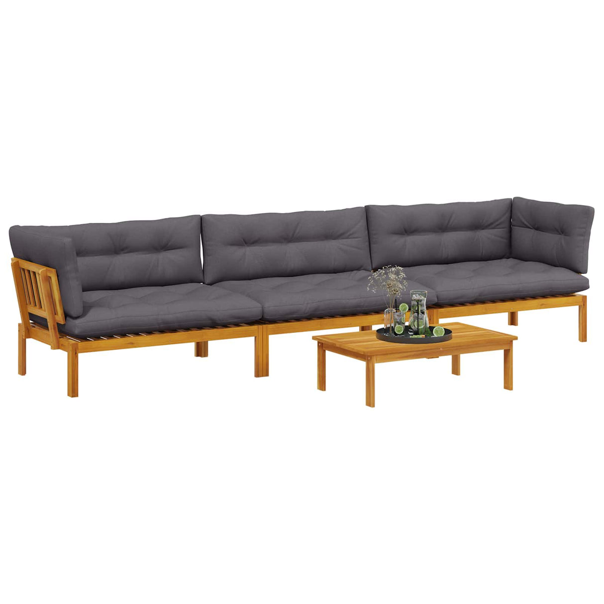 4 Piece Garden Pallet Sofa Units Solid Acacia Wood Natural