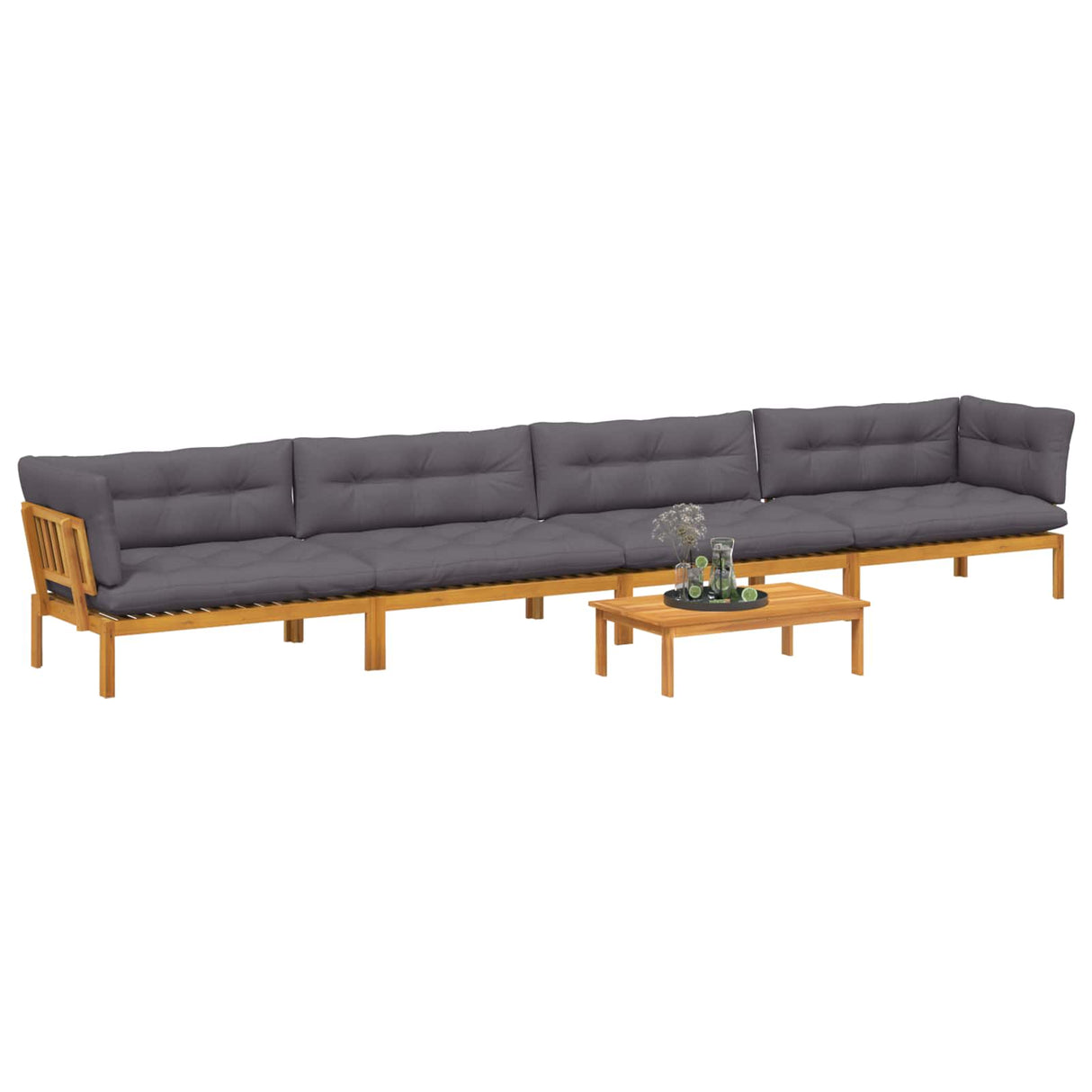 5 Piece Garden Pallet Sofa Units Solid Acacia Wood Natural