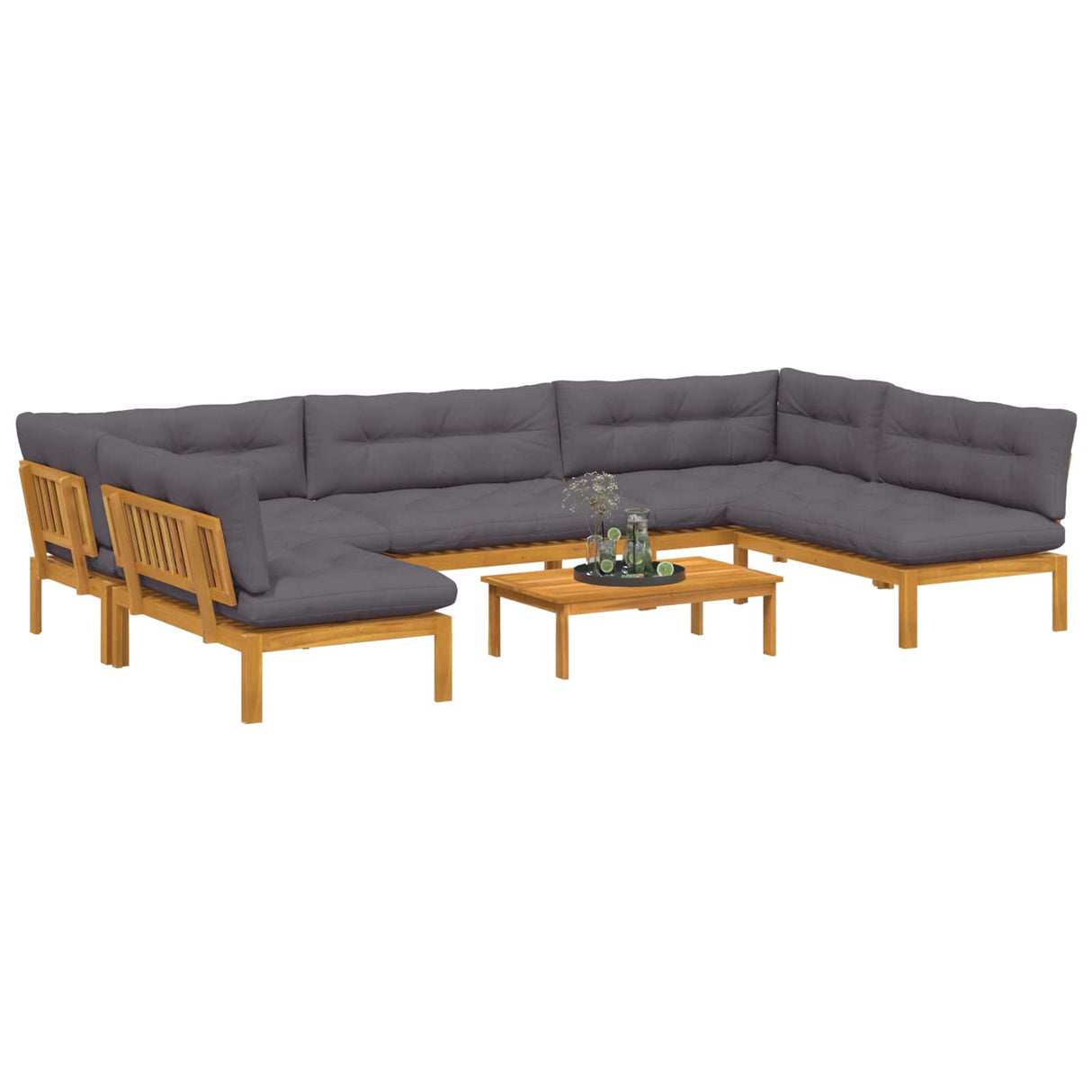 6 Piece Garden Pallet Sofa Units Solid Acacia Wood Natural
