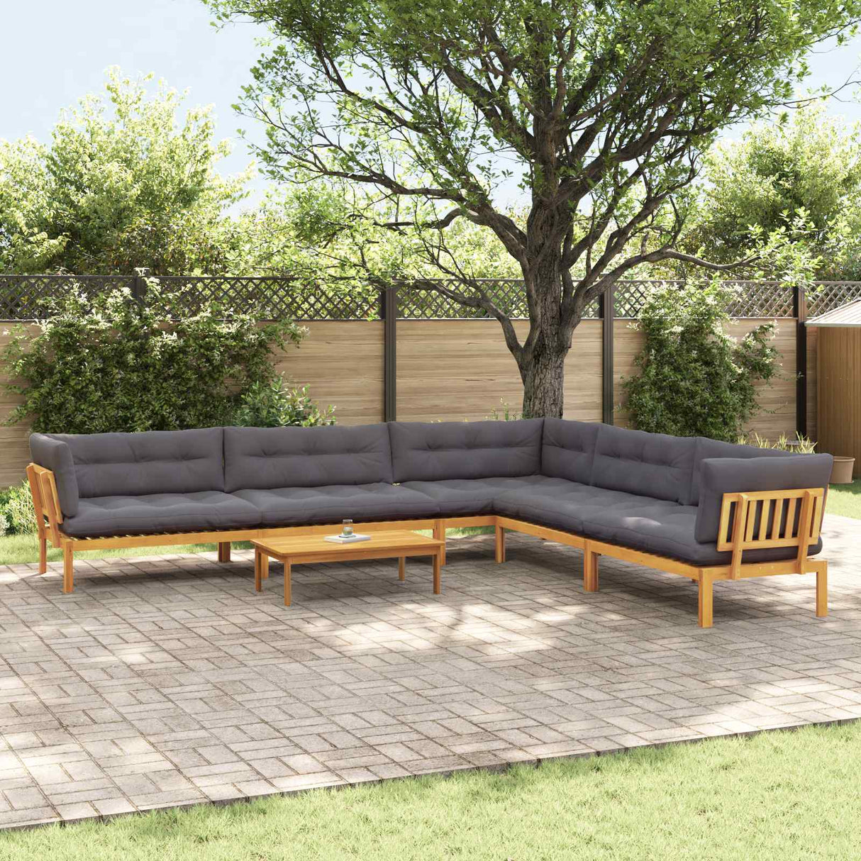 6 Piece Garden Pallet Sofa Units Solid Acacia Wood Natural
