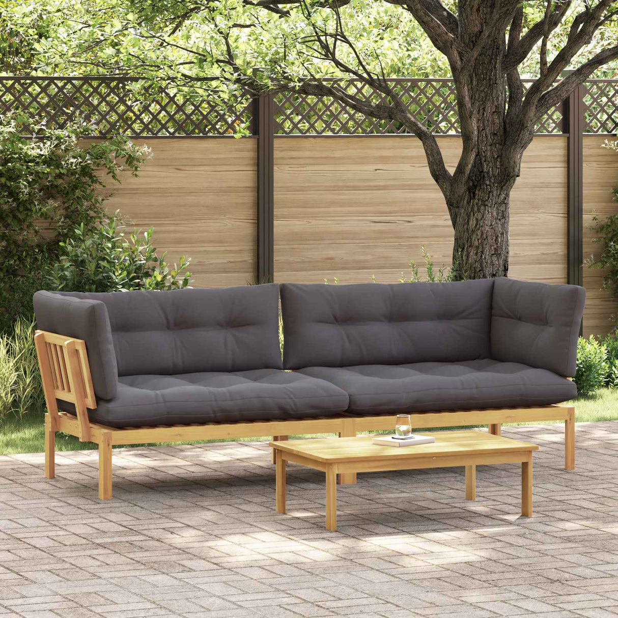 Garden Pallet Sofa Units 2 Piece Light Brown and Dark Grey