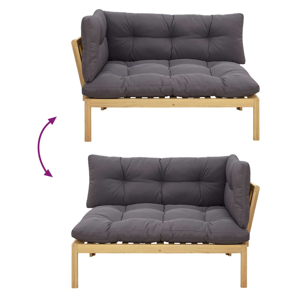 Garden Pallet Sofa Units 2 Piece Light Brown and Dark Grey