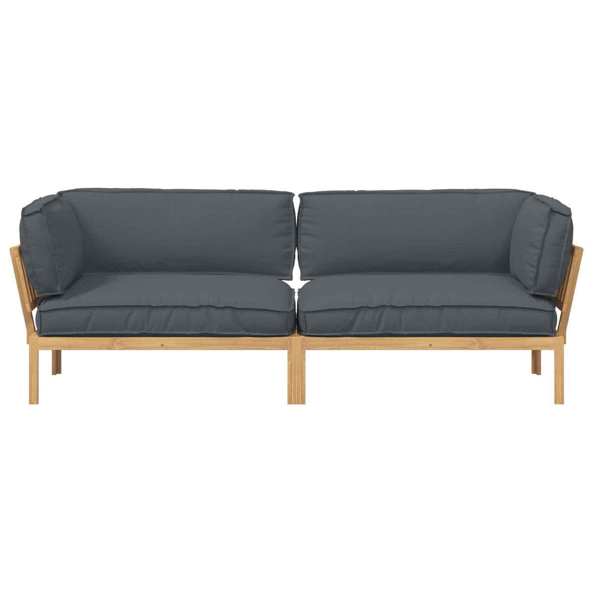 Sofa Set with Cushion Plain 2 pcs Anthracite Solid Acacia Wood