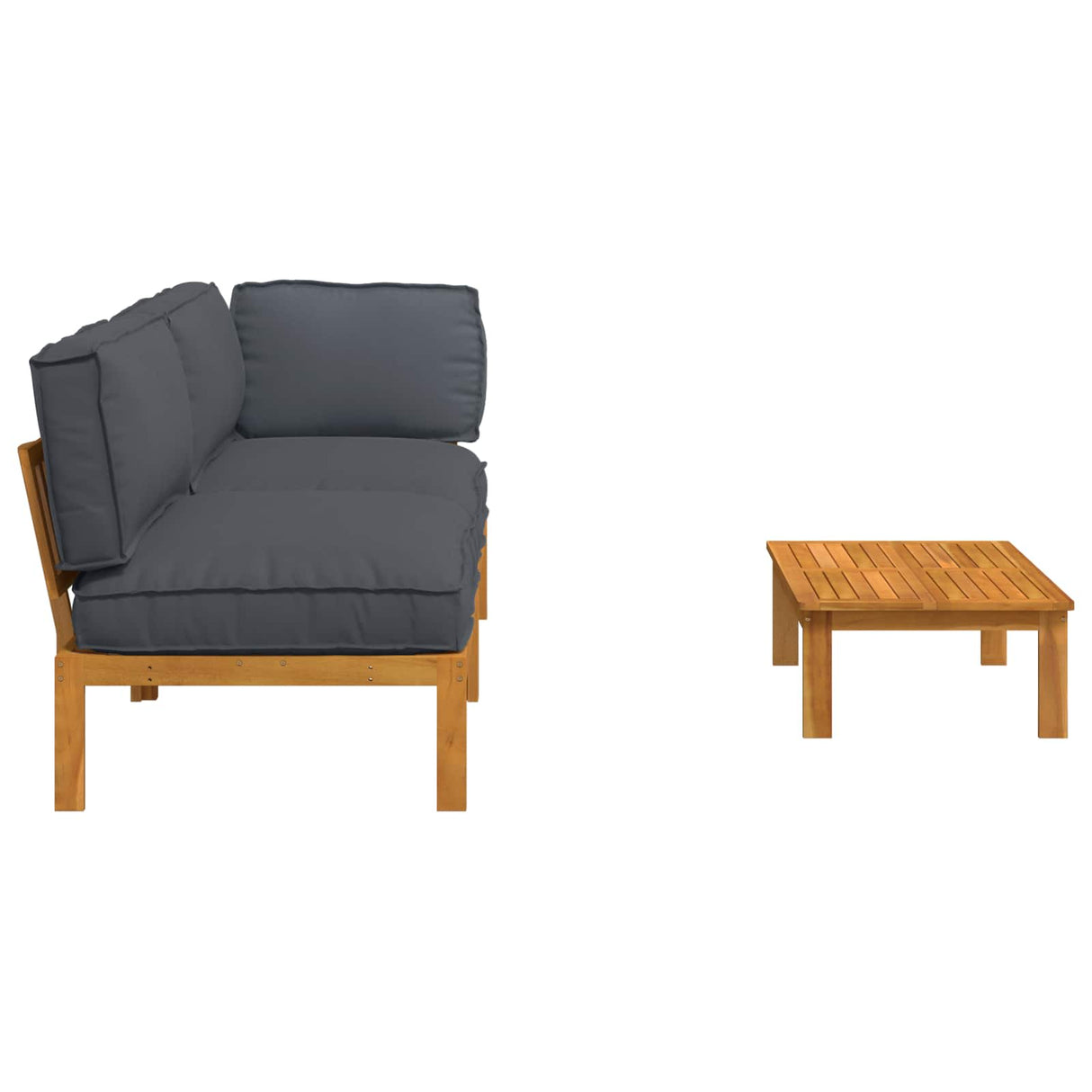 Sofa Set with Cushion Plain 3 pcs Anthracite Solid Acacia Wood