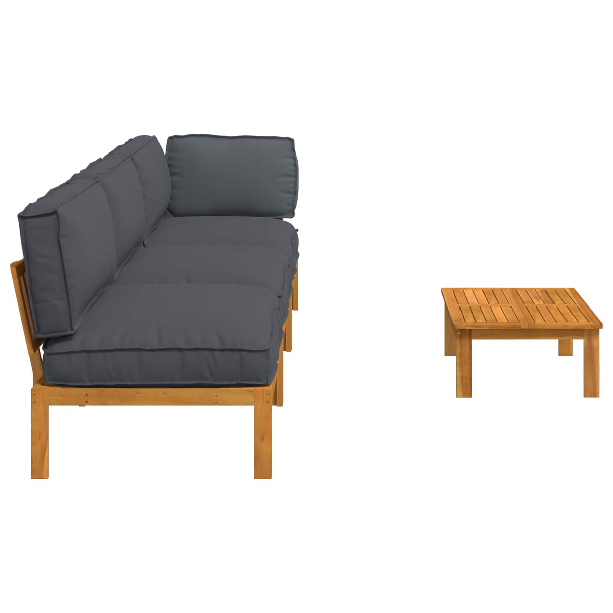 Sofa Set with Cushion Plain 4 pcs Anthracite Solid Acacia Wood
