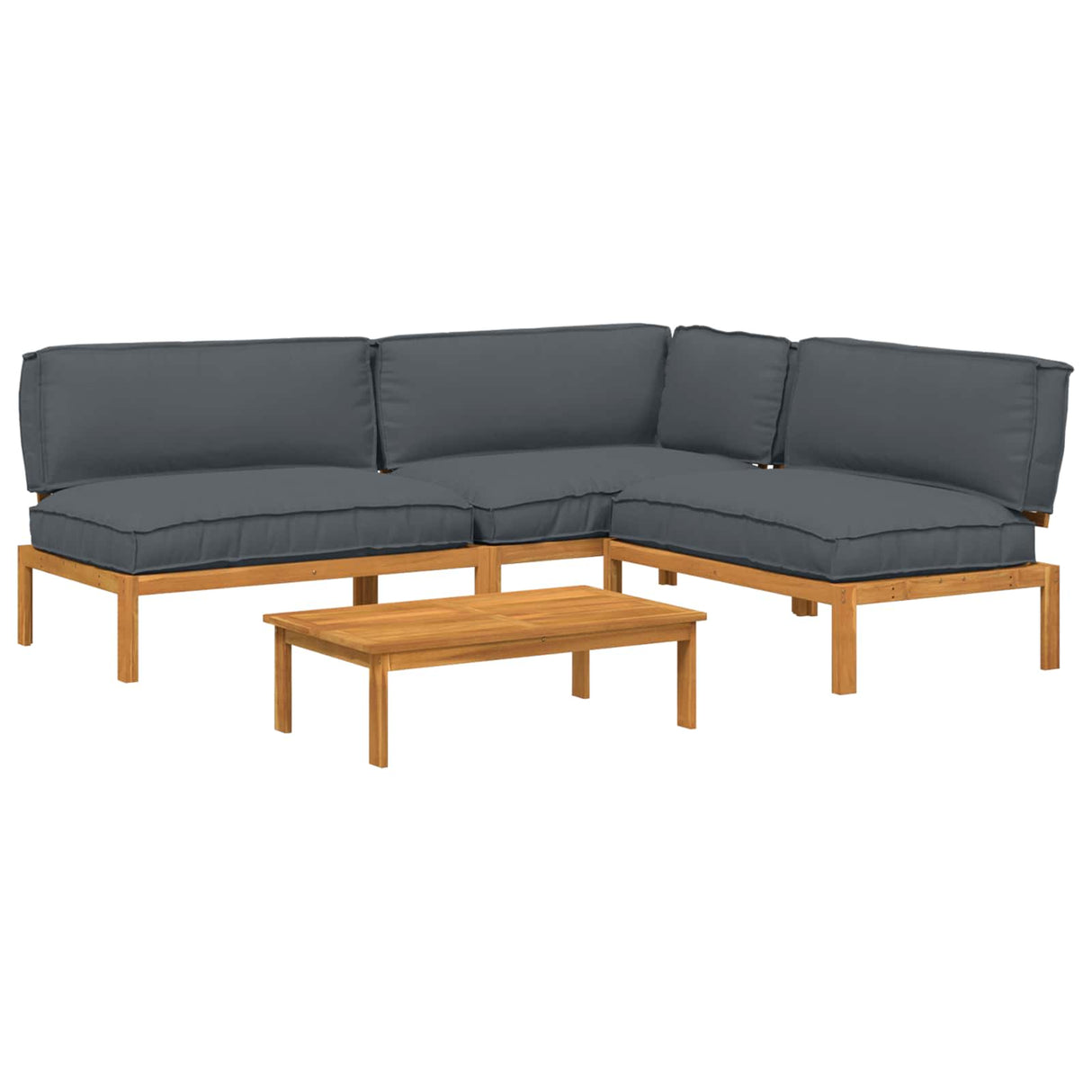 Sofa Set with Cushion Plain 4 pcs Anthracite Solid Acacia Wood