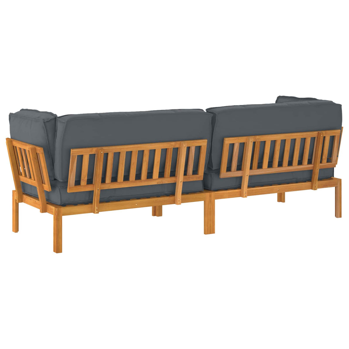 Sofa Set with Cushion Plain 2 pcs Anthracite Solid Acacia Wood