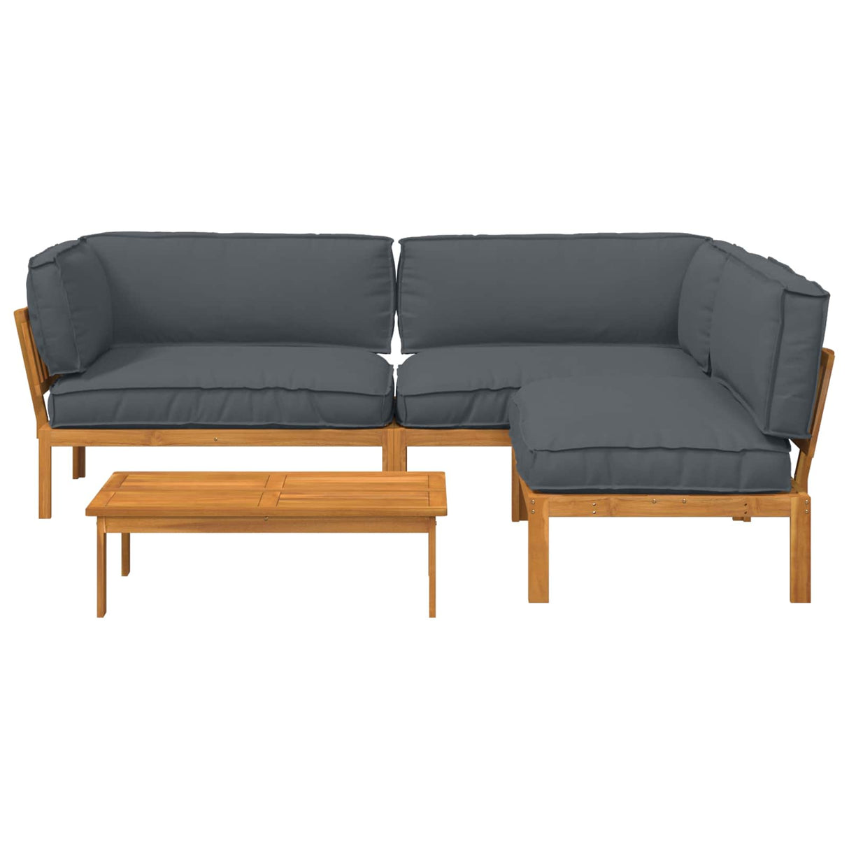 Sofa Set 4 pcs Anthracite Solid Acacia Wood