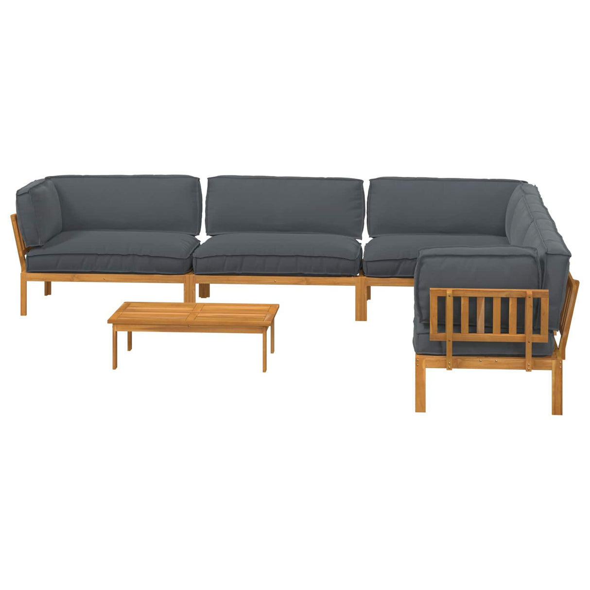 Sofa Set with Cushion Plain 6 pcs Anthracite Solid Acacia Wood
