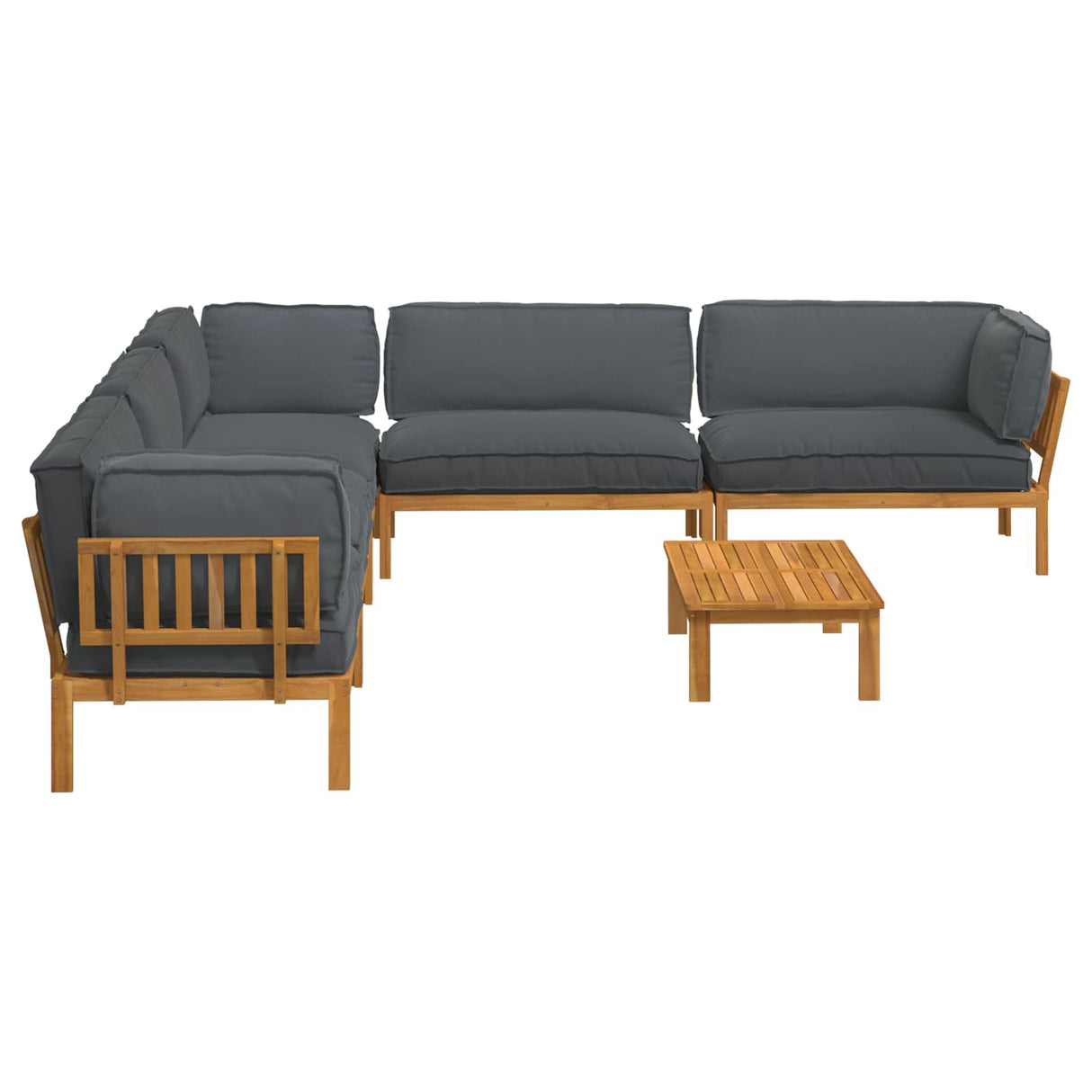 Sofa Set with Cushion Plain 6 pcs Anthracite Solid Acacia Wood