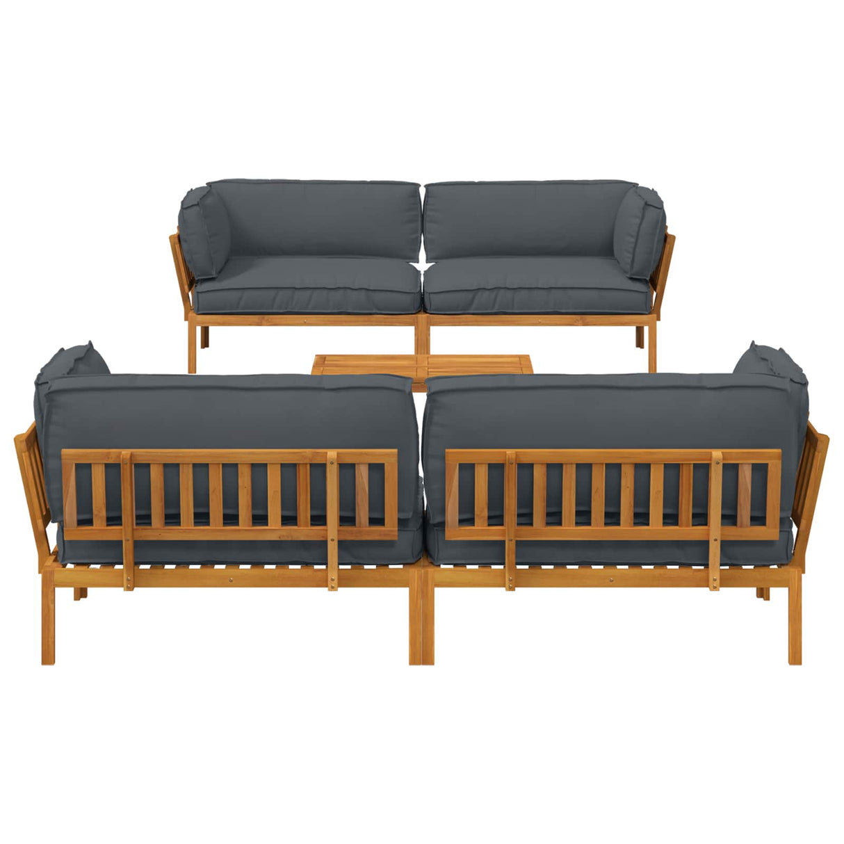 Sofa Set 5 pcs Anthracite Solid Acacia Wood