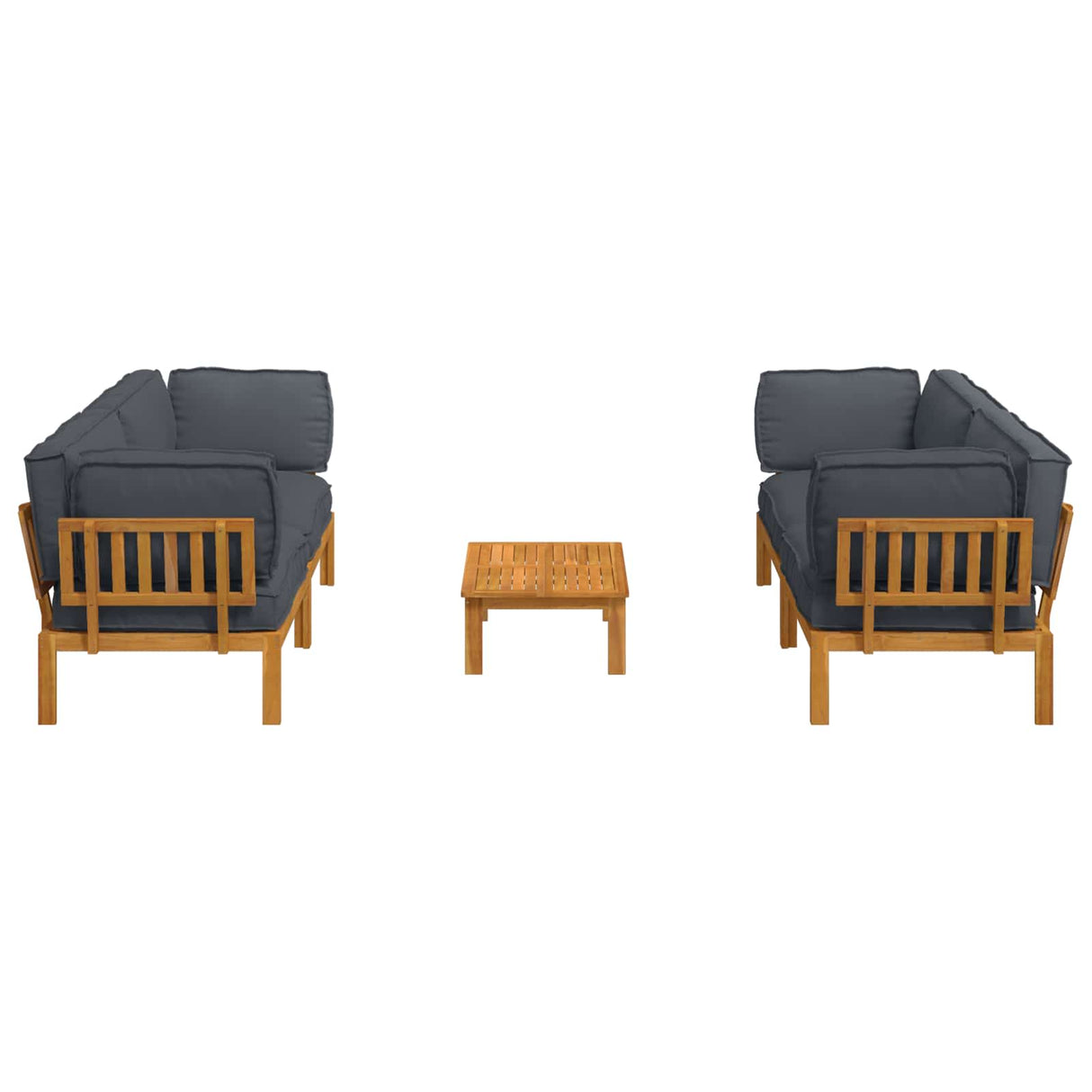 Sofa Set 5 pcs Anthracite Solid Acacia Wood