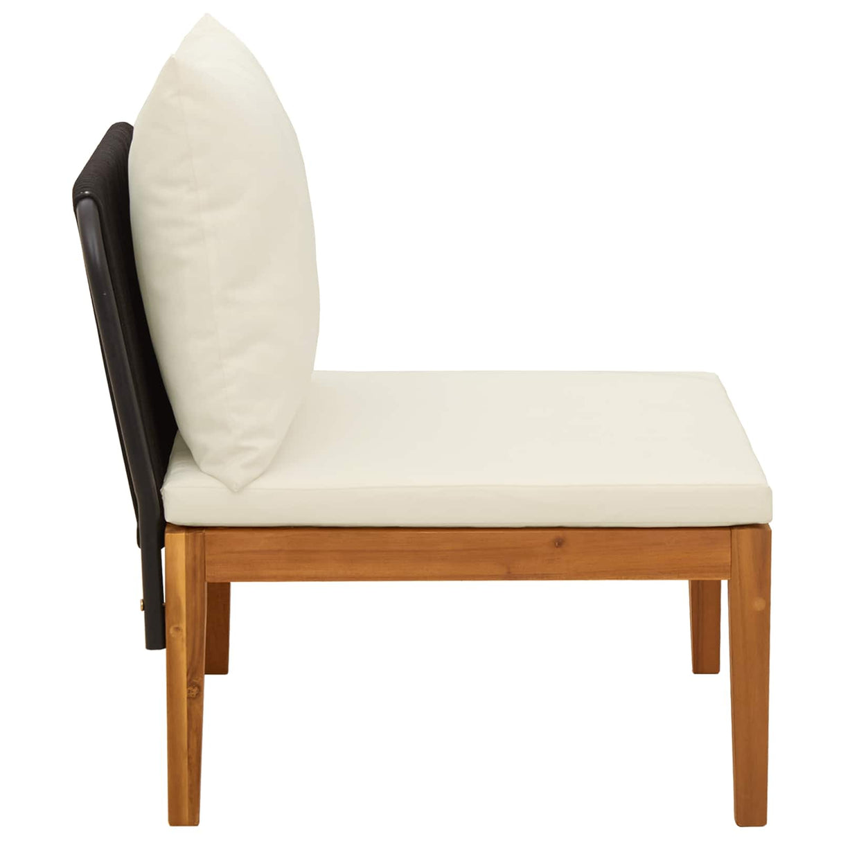 Garden Middle Sofa with Cushions Solid Acacia Wood & Rope