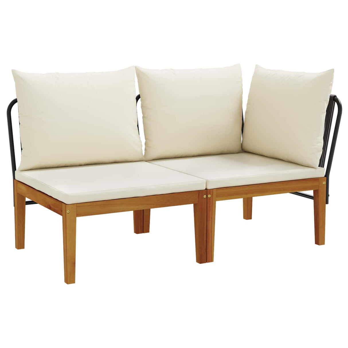 2 pcs Garden Lounge Set with Cushions Solid Acacia Wood & Rope