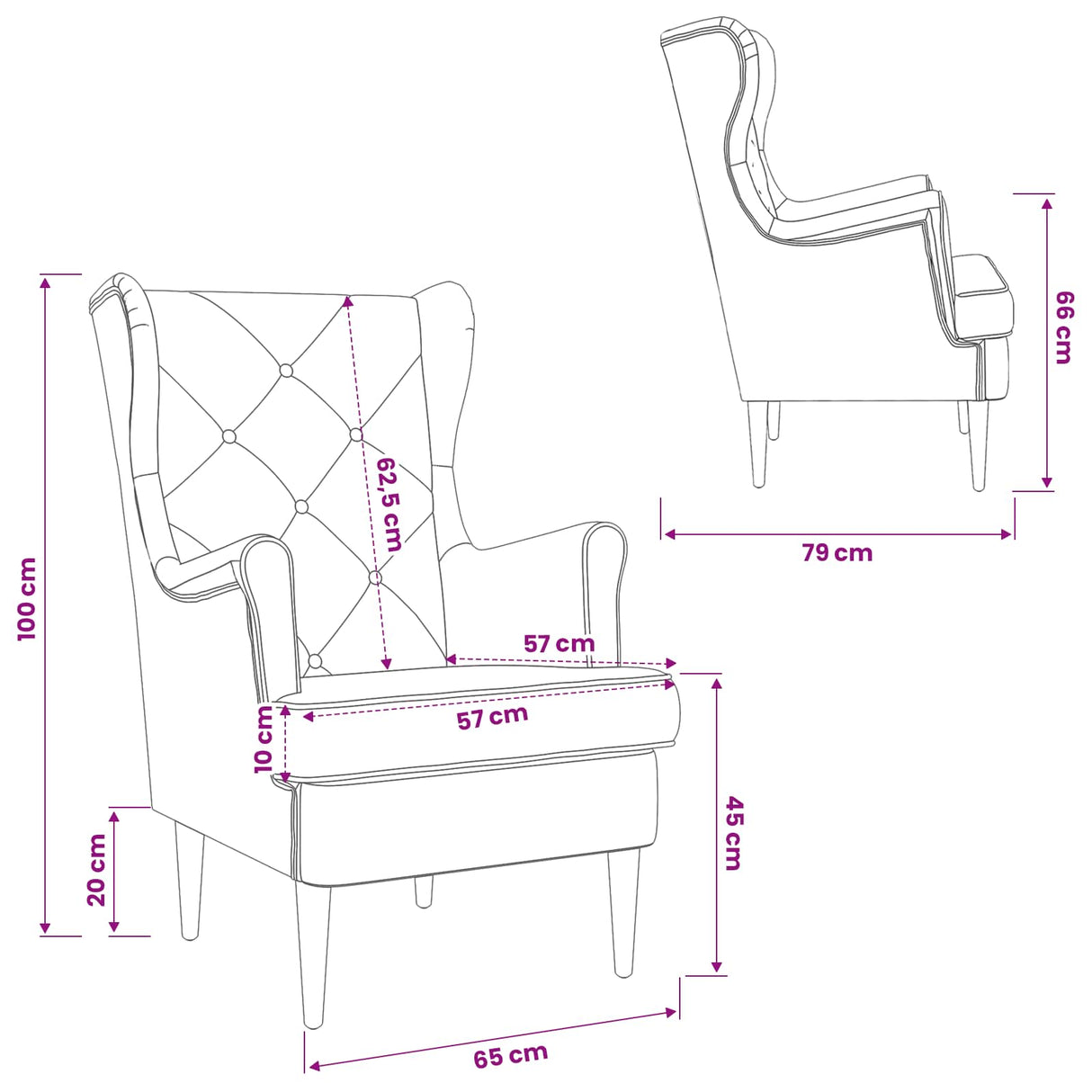 Armchair Black Velvet