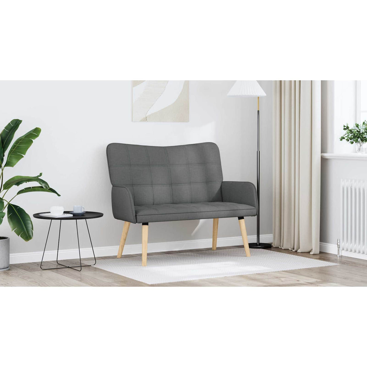 Two Seater Sofa Dark Grey 115 x 61 x 87 cm Fabric