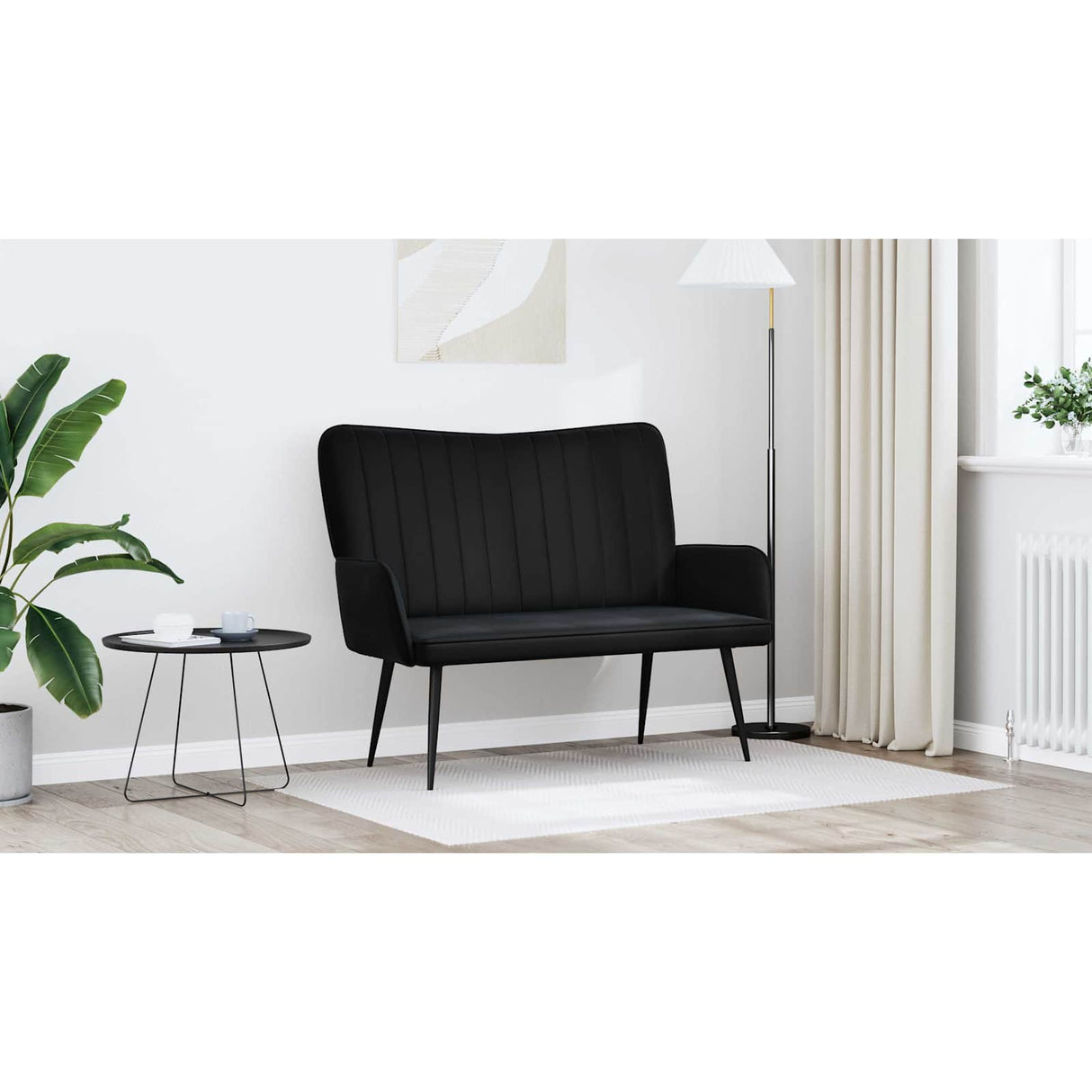 Two Seater Sofa Black 115 x 61 x 87 cm Velvet