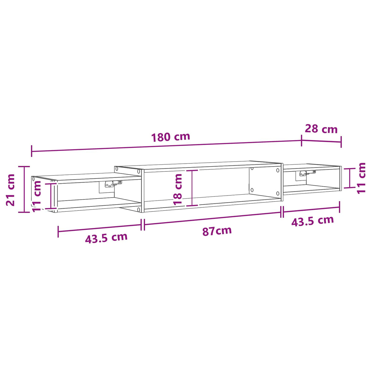 Wall-mounted TV Cabinet Wall-Mounted White 180 x 28 x 21 cm